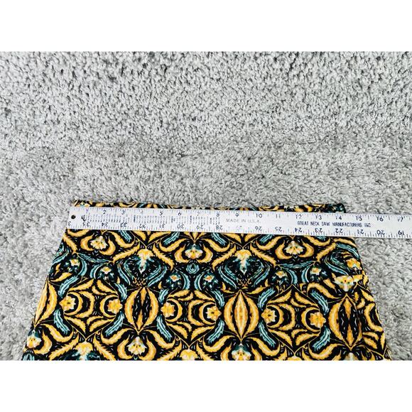 LuLaRoe Cassie Pencil Skirt Size Small Gold Blue Abstract Print Stretch Fabric - Picture 5 of 12